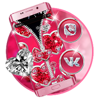 Pink Heart Zipper Lock Theme