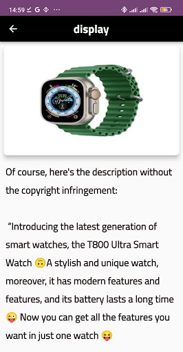 Android application t800 ultra smart watch screenshort