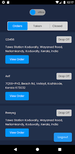 Android application Vatmac Delivery screenshort