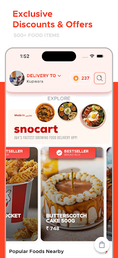 Snocart - Online Food Delivery Screen 2