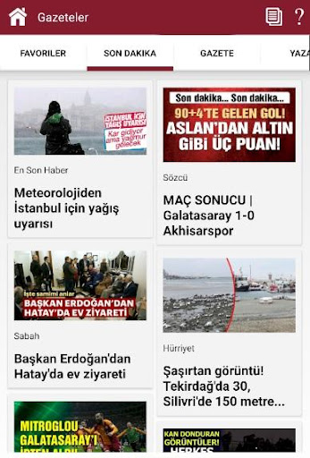 Android application Gazeteler screenshort