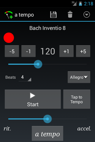 Android application a tempo screenshort