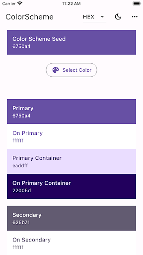 Android application ColorScheme for M3 screenshort