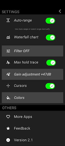 Spectrum analyzer Screen 2