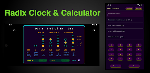 Binary Clock  Radix Calculator
