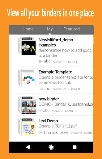 Android application LiveBinders screenshort