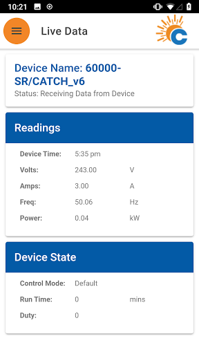 Android application CATCH Power Configurator screenshort