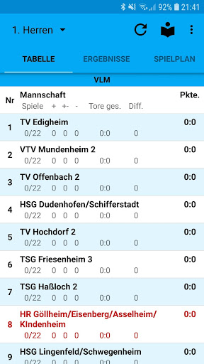 Android application Nordpfälzer Wölfe screenshort