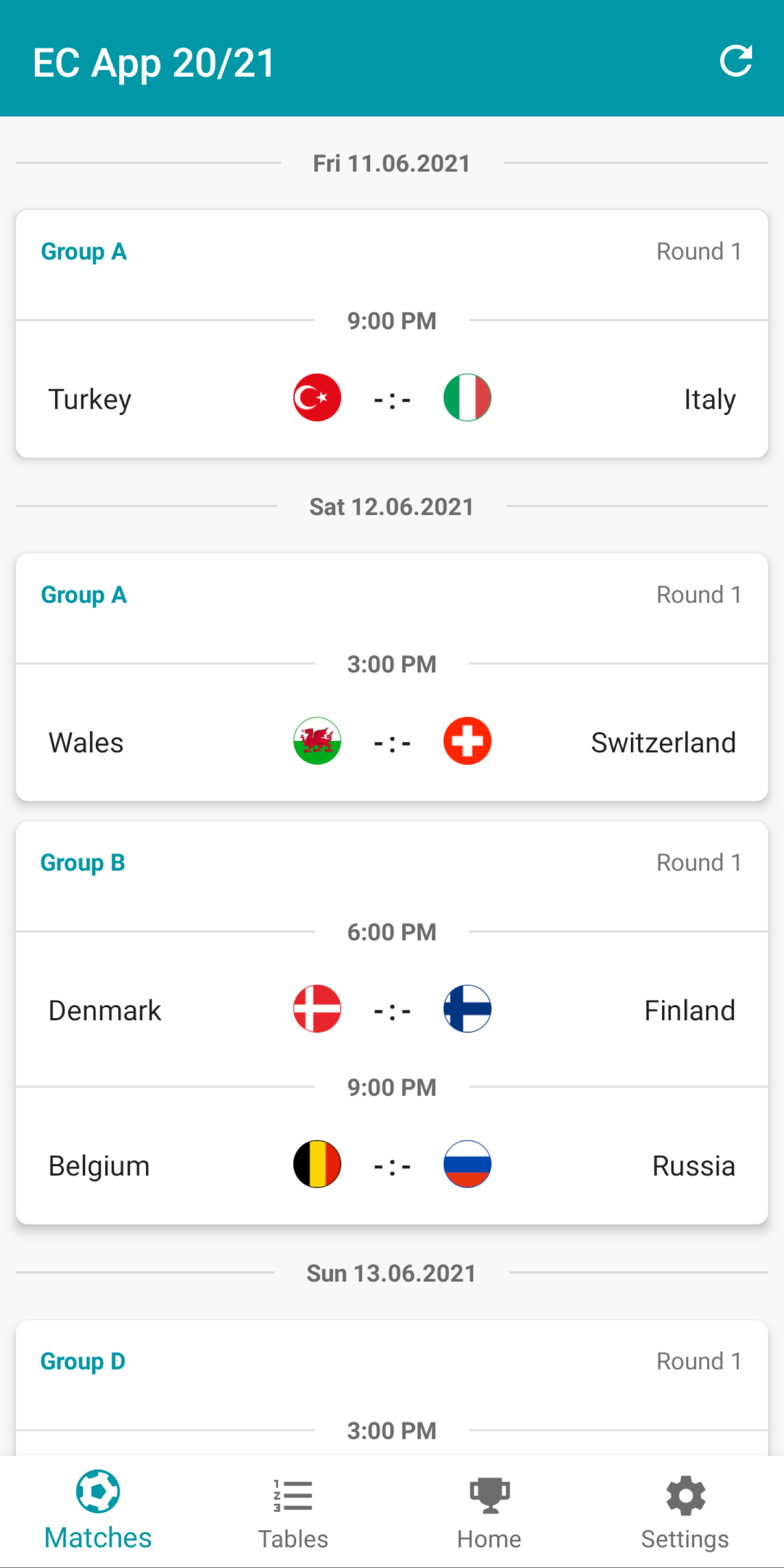 Android application Euro Football App 2020 in 2021 - Live Scores screenshort