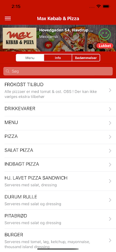 Android application Max Kebab & Pizza screenshort