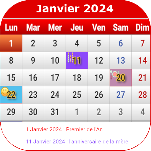 Calendrier 2024 – Calendrier mural 2024, Janvier 2024 à Décembre