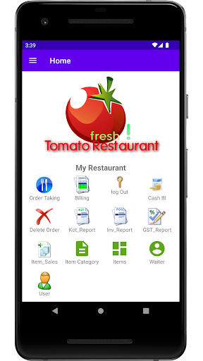 Android application Resto : restaurant billing app screenshort