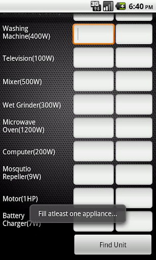 Power Unit Survey Screen 3
