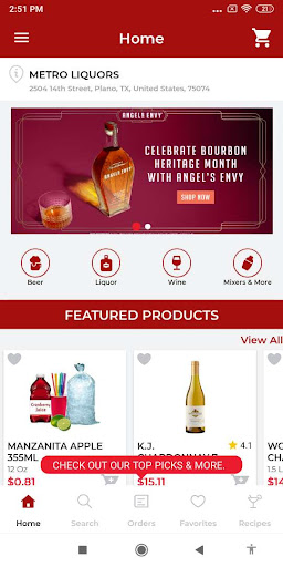 Android application Metro Liquors screenshort