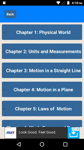 Android application Class 11 Physics Notes screenshort