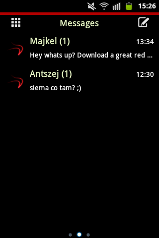 Android application Theme Red Neon GO SMS screenshort