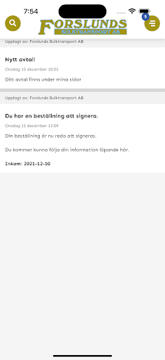 Android application Forslunds Bulktransport screenshort