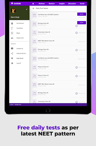 Screenshot of NEET Preparation App by Darwin