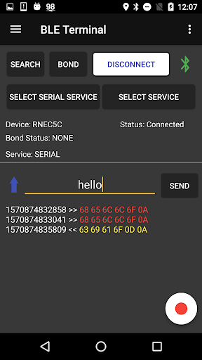 BLE Terminal PRO Screen 3