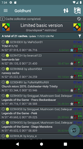 Android application GoldHunt (Geocaching) screenshort