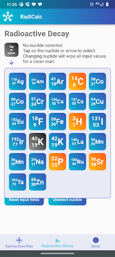 RadiCalc Radiation Calculator Screen 2