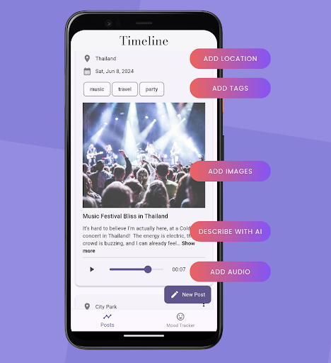My Timeline : Diary & Mood Screen 3