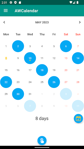 Android application AWCalendar screenshort