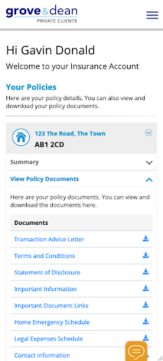 Android application Grove and Dean Insurance screenshort