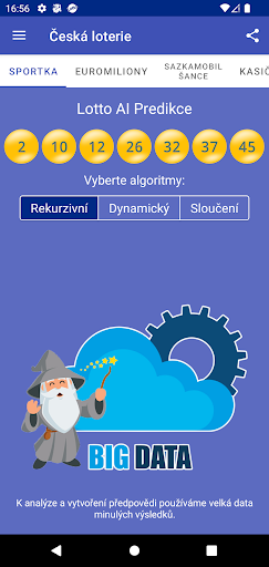 Česká loterie (předpověď AI) Screen 2