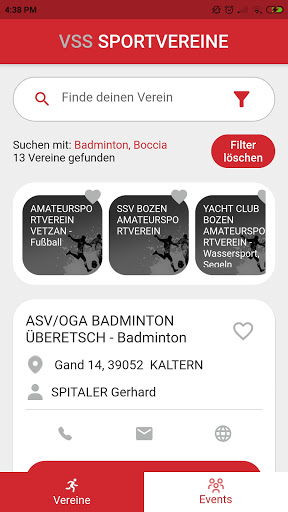 Android application VSS Sportvereine screenshort