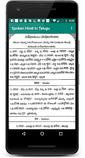 Android application Spoken Hindi in Telugu screenshort