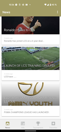 Android application Puma Youth Champions League screenshort