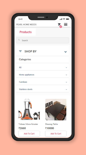 Android application Pearl Home Needs screenshort