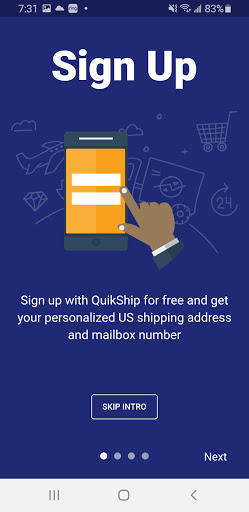 Android application QuikShip screenshort