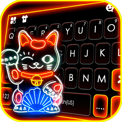 Neon Luck Cat Keyboard Backgro Download on Windows