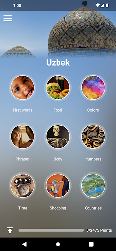 Android application Learn Uzbek screenshort