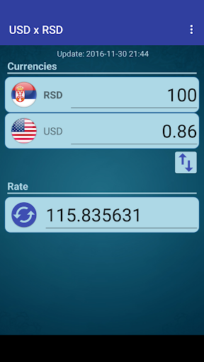 US Dollar to Serbian Dinar Screen 2