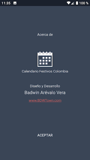 Calendario Festivos Colombia Screen 2