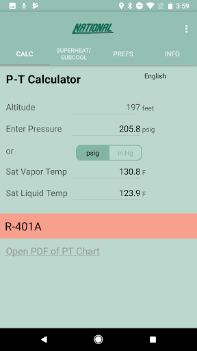 Android application P-T Calculator screenshort