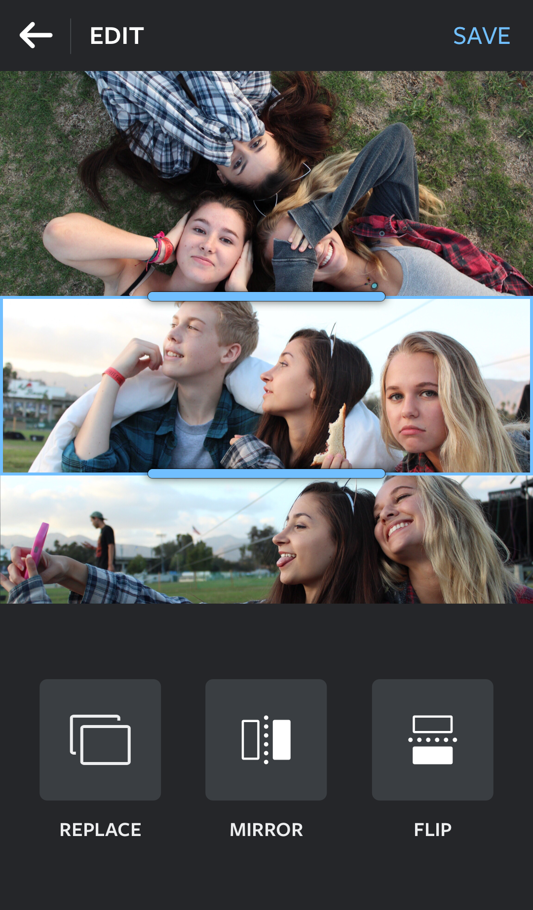 Android application Layout from Instagram: Collage screenshort