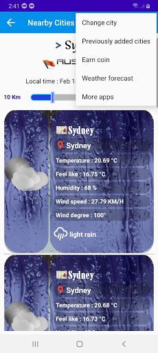 Nearby cities weather