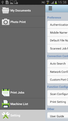 Android application RICOH Mobile PrintScan screenshort