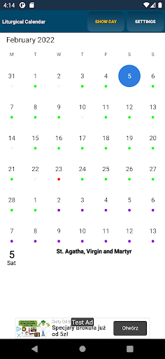 Liturgical Calendar Screen 3