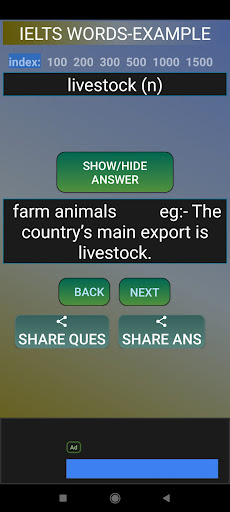IELTS WORDS -EXAMPLE Screen 3