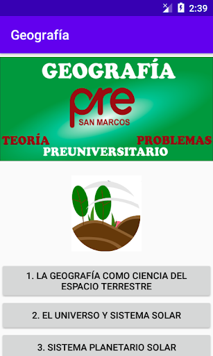 Android application Geografía Pre San Marcos screenshort