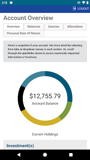 K-M Capital Accounts Screen 2