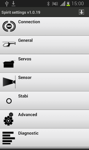 Android application Spirit Settings screenshort