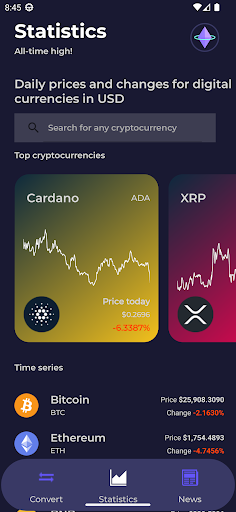 Android application Taak'in Crypto Real-time rates screenshort