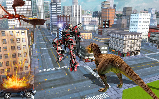 power Robot vs Dinosaur war 3D Screen 3