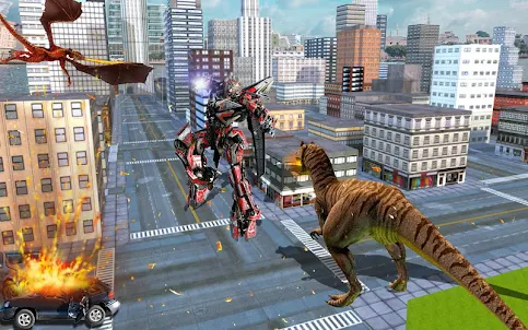 power Robot vs Dinosaur war 3D